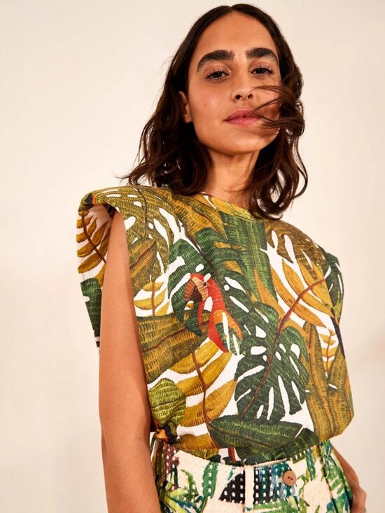 FARM Rio Tops - Farm Rio Paradise Forest T-shirt Cotton Toucan Tropical Tank Top S